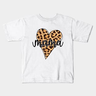 Mama Leopard heart Kids T-Shirt